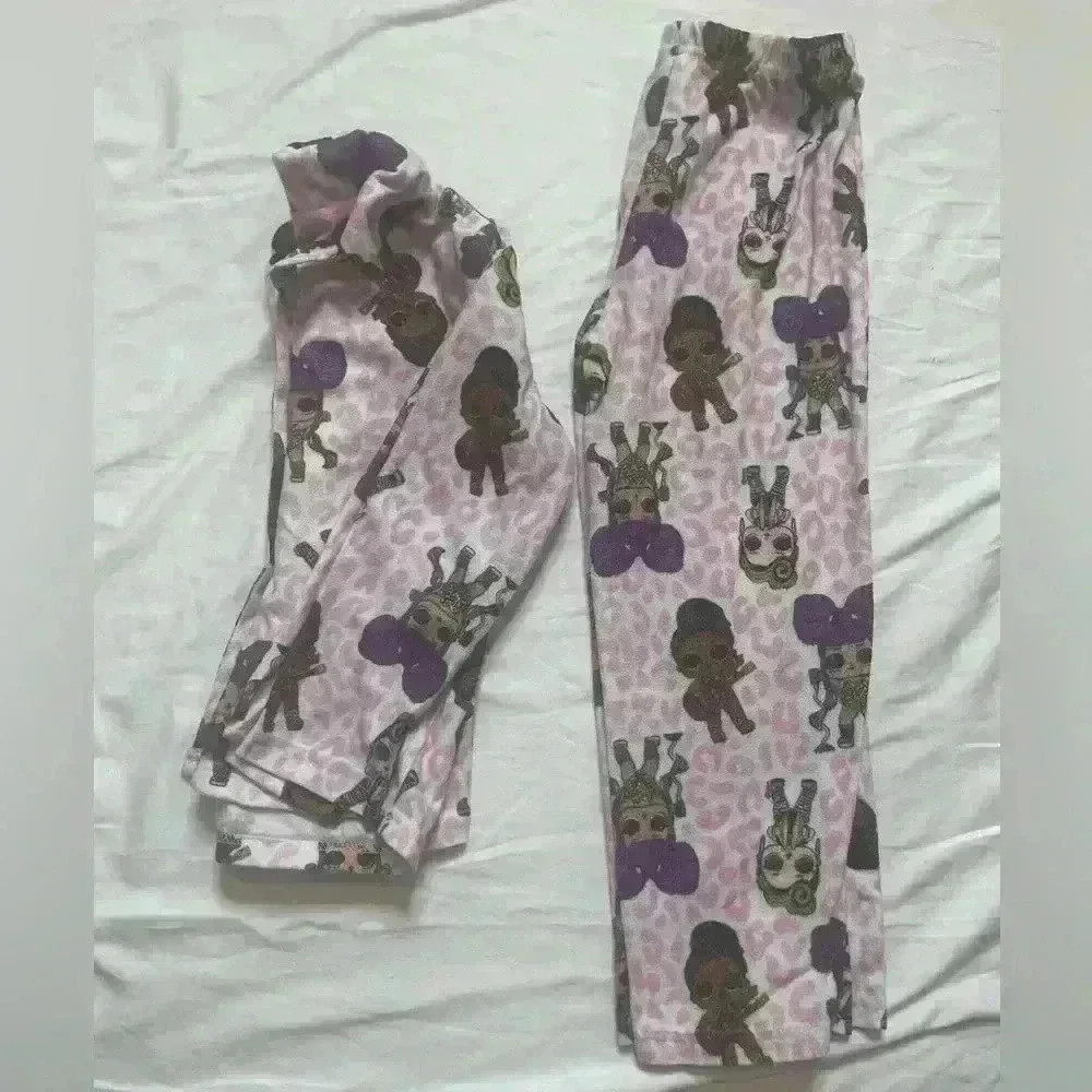L.O.L LOL Surprise Doll Girls Size 6 Button Down Fleece Pajamas Pajama Set